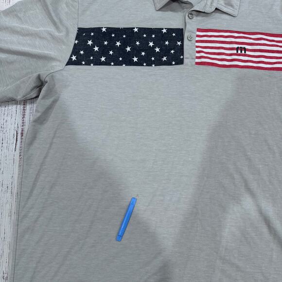 TravisMathew USA Flag Golf Polo Men’s 3XL Gray Stars & Stripes - Picture 3 of 6